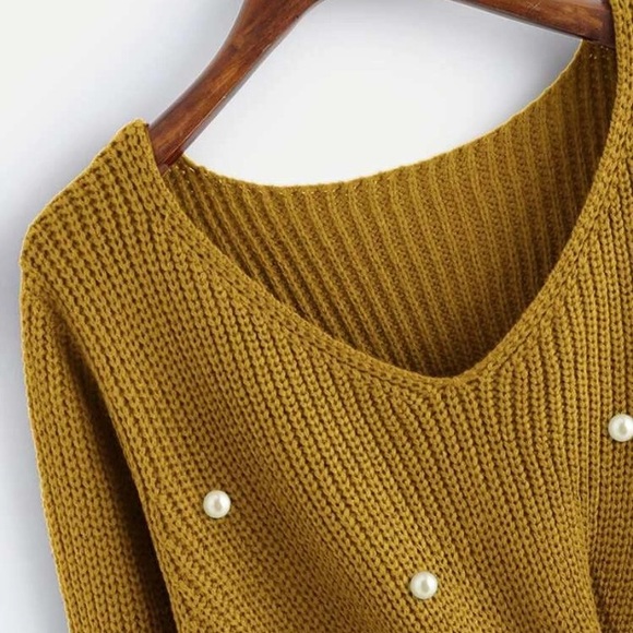 🌻New 🌻mustard pearl sweater size XL - Picture 3 of 5
